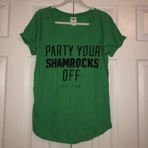 PINK Victoria Secret Party Your Shamrocks Off Tee